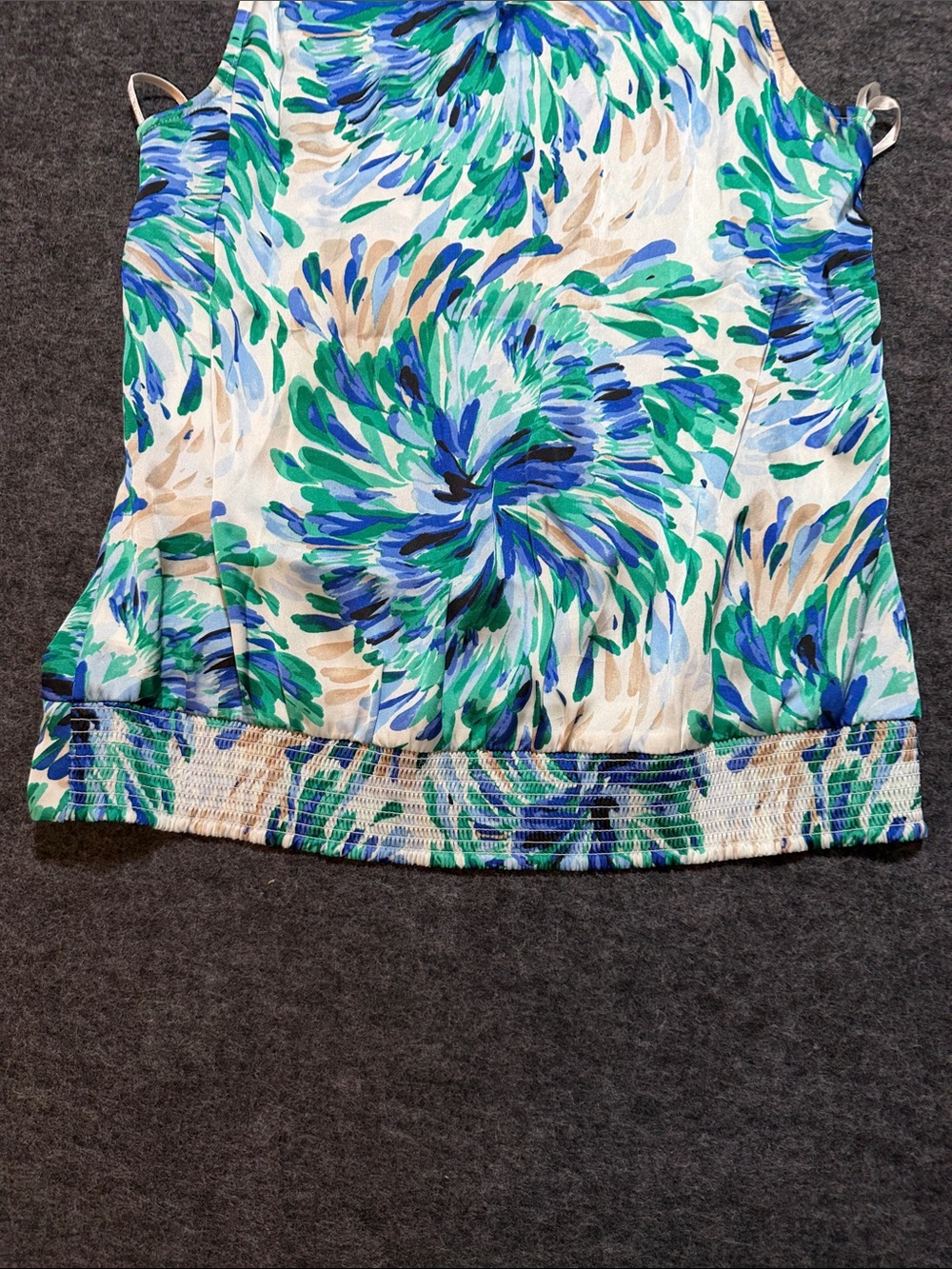 White House Black Market Floral Ruffle Blouse - Blue and Green - Picture 4 of 8